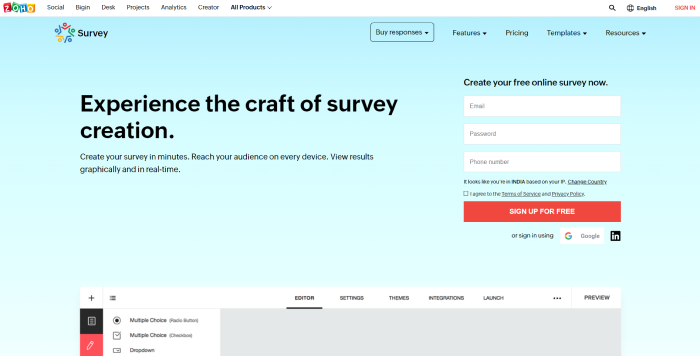 Zoho Survey- Free Online Survey Maker
