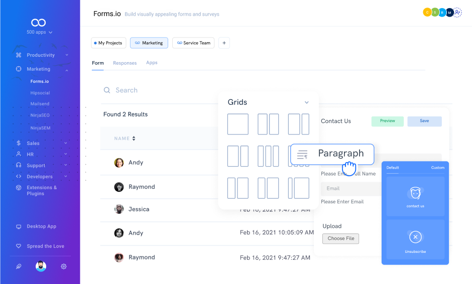DragandDrop Form Builder HTML Form Forms.io by 500apps